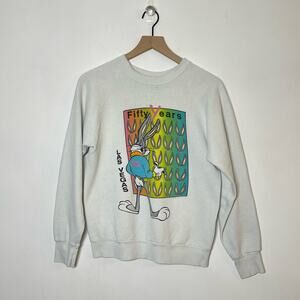 Vintage Bugs Bunny Crewneck Sweatshirt Small Las Vegas White 80s Cartoons
